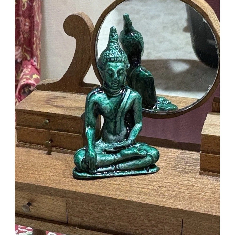 Buddha Miniature Meditating Buddha Zen Decor Spiritual Painted Metal 1.5”
